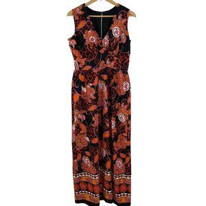 Vintage Dress 60's 70's Nu-Mode Maxi Retro Mod Floral Polyester Sleeveless M/L